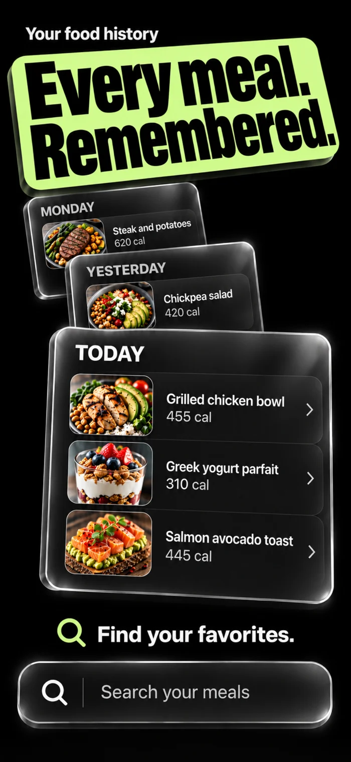 A searchable history of logged meals